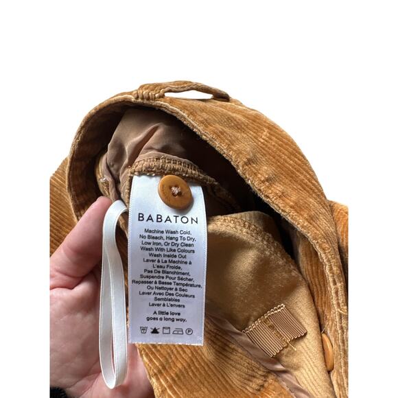Babaton Cotton Corduroy Pants Camel Brown Straight Leg 4 - Picture 3 of 6